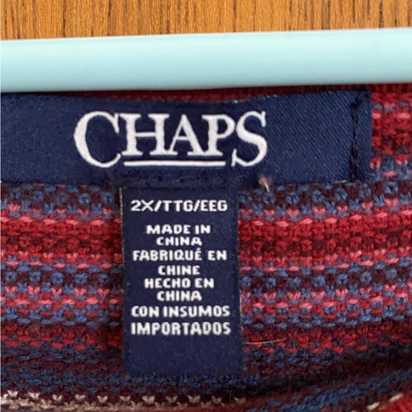 Chaps Red and Blue Knit Sweater Sz 2x - Picture 2 of 3